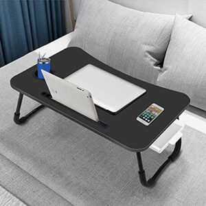 Fayquaze Laptop Bed Table, Portable Foldable Laptop Bed Desk with Storage Drawer and Cup Holder, Lap Desk Laptop Stand Tray Table Floor Table Serving Tray for Eating, Reading and Working