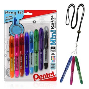 rsvp 8 mini pens ballpoint pocket pen includes a keyring and lanyard necklace