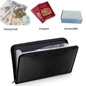 Expanding File Folder Document Organizer Fireproof Money Bag A5 Size 13 Pockets Zipper Closure Portable Filing Wallet Holder Storage for Check,Bill,Receipts,Tickets(11.4" x 6.3")