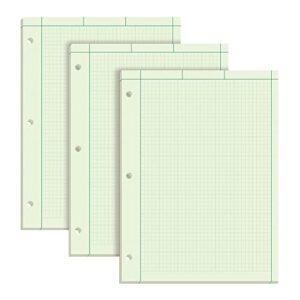 tops engineering computation pads 3 pk, 8-1/2″ x 11″, glue, 5 x 5 graph rule on back, green tint paper, 3-hole punched, 100 sheets per pad (35507)