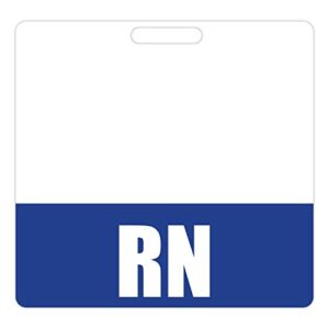 rn badge buddy (blue) – horizontal heavy duty badge tags for resident nurses – double sided badge identification card