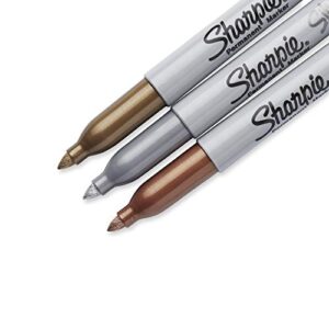 SHARPIE Permanent Markers | Fine Tip | Assorted Metallic Colours | 3 Count