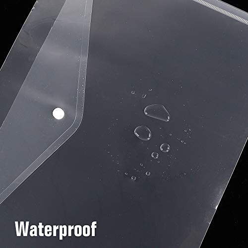 EOOUT 30pcs Plastic Envelopes, Clear Reusable Poly Envelope Waterproof File Folder with Snap Button, US Letter, A4 Size, for School Office Supplies