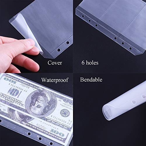 Antner A6 6-Holes Binder Pockets Notebook Refills Filler Money Organizer Cash Envelopes Bill Pouch Name Card Business Card Sleeves Pages, 12 Pieces