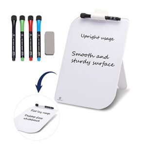 small desktop glass dry-erase whiteboard – 12 x 8 inches tabletop easel whiteboard with stand, desk board buddy for artist, teacher and student