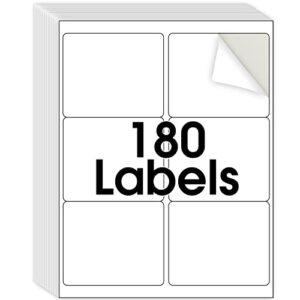maxgear 3-1/3×4 shipping address labels,for inkjet or laser printer, 6 up sticker labels paper, matte white paper sheets, strong adhesive, dries quickly, holds ink well, 180 lables