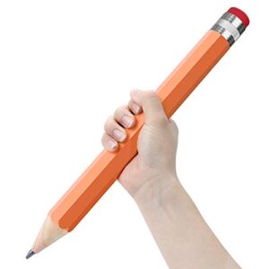 Wooden Jumbo Pencils for Prop/Gifts/Decor - 14 Inch Funny Big Novelty Pencil with Cap(Orange Red) for Schools and Homes by BUSHIBU