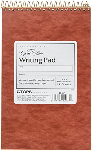 Ampad Gold Fibre Retro Writing Pad, Red Cover, Ivory Paper, 5 x 8, Medium Rule, 80 Sheets, 1 Each (20-007)