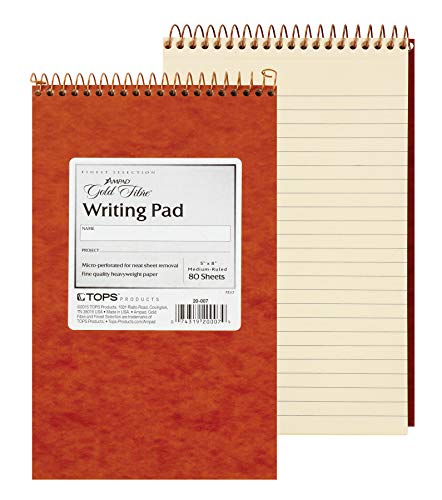 Ampad Gold Fibre Retro Writing Pad, Red Cover, Ivory Paper, 5 x 8, Medium Rule, 80 Sheets, 1 Each (20-007)