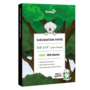 koala sublimation paper 150 sheets 8.5×11 inches for heat transfer diy gift compatible with inkjet sublimation printer 105gsm