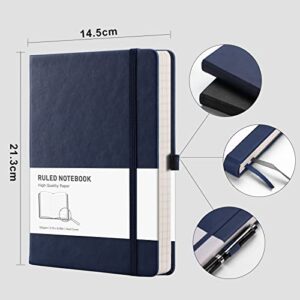 RETTACY Lined Journal Notebook Hardcover 2 Pack - A5 Business Journal with 376 Numbered Pages,100gsm Thick Paper 5.75'' × 8.38''