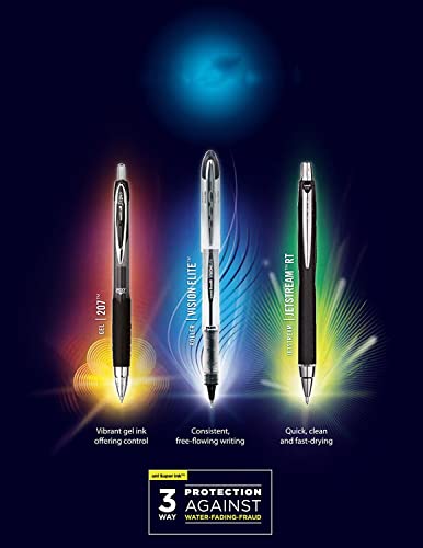 Uni-Ball Signo 207 Retractable Gel Ink Rollerball Pens, Bold Point 1.0mm, Pack of 6 (Black)