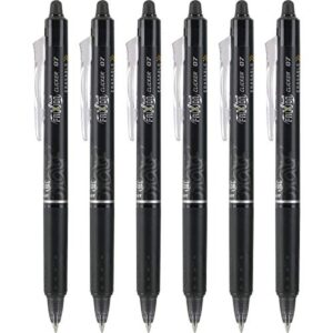 pilot frixion clicker erasable & retractable gel ink pens, fine point, black ink, 6 count (13601)