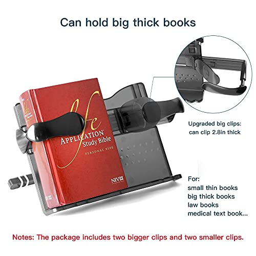 Book Stand with Light ZZWS Adjustable Book Holders for Reading Hands Free Textbook Stand for Cookbook Law Book Music Books Portable Bookstand with Page Clips Gift for Booklovers