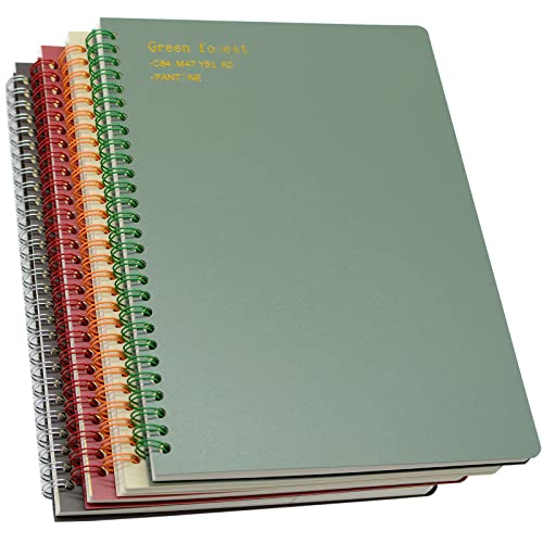 Yansanido Spiral Notebook, 4 Pcs B5 9.8 x 6.9 inch Thick Plastic Hardcover 8mm Ruled 4 Color 80 Sheets -160 Pages Journals for Study and Notes