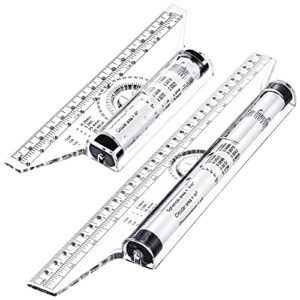 2 pieces plastic measuring rolling ruler, drawing roller ruler, parallel ruler, multifunctional drawing design ruler for measuring, drafting, student, school and office (6 inch, 12 inch)