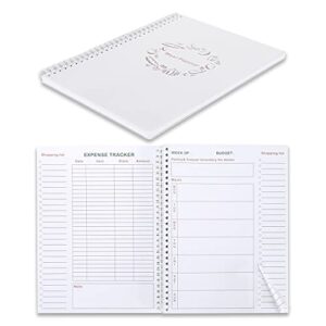 weekly meal planner notebook and food planner with easy tear off grocery list & expense tracker organizer, 52 weeks, 10″x7″, spiral design