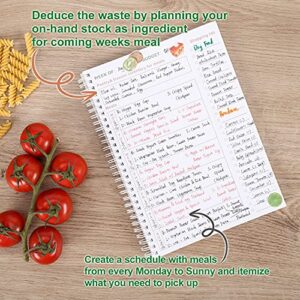 Weekly Meal Planner Notebook and Food Planner with Easy Tear off Grocery List & Expense Tracker Organizer, 52 Weeks, 10"X7", Spiral Design