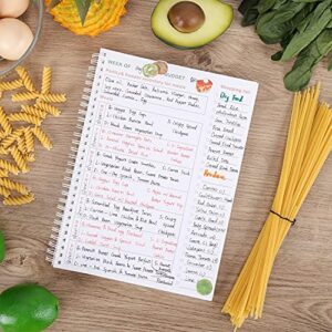 Weekly Meal Planner Notebook and Food Planner with Easy Tear off Grocery List & Expense Tracker Organizer, 52 Weeks, 10"X7", Spiral Design