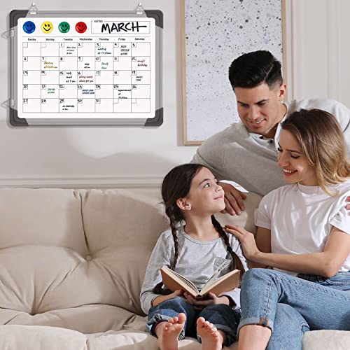 Dry Erase Calendar Whiteboard for Wall, 16" X 12" Magnetic White Board Calendar Dry Erase Board, Small Double Sided Drawing Planning Memo Boards for Student, Home, Office, School (White)