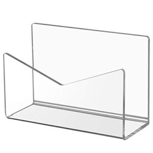 ktrio acrylic mail holder mail organizer countertop, letter holder for desk 6×2.5×4 inches envelope holder mail sorter stand for home office school