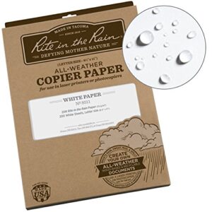 rite in the rain all-weather copier paper, 8 1/2″ x 11″, 20# white, 200 sheet pack (no. 8511)
