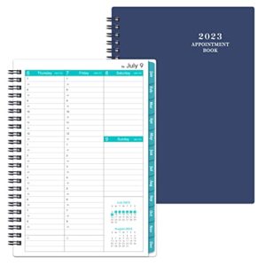 2023 appointment book – daily hourly planner 2023 with twin-wire binding, 6.4″ x 8.5″, jan 2023 – dec 2023, half hour (30 mins) interval, lay – flat, round corner, thick paper