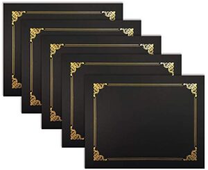 25 pack black certificate holders, diploma holders, document covers with gold foil border, by better office products, for letter size paper, 25 count, black