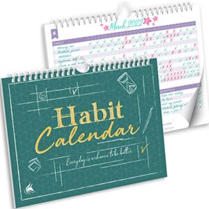 clever fox habit tracker calendar – inspirational goal tracker and habit calendar for atomic habits – colorful habit & goal planner journal to boost productivity – 24 months, 10″ x 8″ (obsidian green)