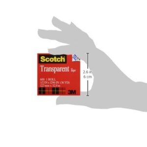 Scotch Transparent Tape, 1/2 in x 1296 in, 2 Boxes/Pack (600)