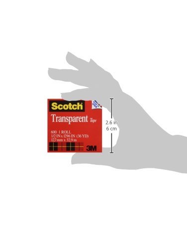 Scotch Transparent Tape, 1/2 in x 1296 in, 2 Boxes/Pack (600)