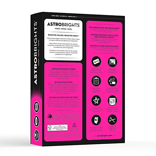 Neenah Astrobrights Color Paper, 8.5” x 11”, 24 lb/89 GSM, Fireball Fuchsia, 500 Sheets (21688)