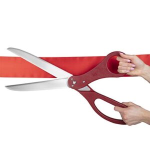 giant ribbon cutting scissor set with red ribbon included – 25″ extra large scissors – heavy duty metal construction for grand openings, inaugurations, ceremonies & special events
