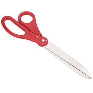 Giant Ribbon Cutting Scissor Set with Red Ribbon Included - 25" Extra Large Scissors - Heavy Duty Metal Construction for Grand Openings, Inaugurations, Ceremonies & Special Events