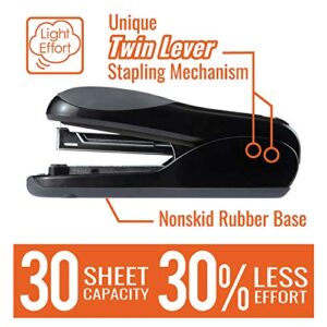 Max Flat-Clinch Black Standard Stapler with 30 Sheet Capacity (HD-50DFBK)