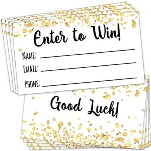 200 raffle tickets 3.5”x2” – enter to win entry form cards for contest, raffles, ballot box, 50/50, auction and more – with space for name, email address and phone number fields