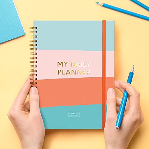 Sweetzer & Orange Undated Planner with Meal, Habit and Routine Tracker, Daily To Do List - Weekly and Monthly Goal Agenda Foil Notebook Organizer for 2023, Students, College, Work, ADHD, Fitness, Productivity