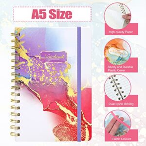 EOOUT Spiral Notebook 3 Pack Journals for Women, 6"x 8.5" Hardcover Spiral Journal, 160 Pages, Marble Design College Ruled Notebook Back Pocket, for Office School Supplies Gifts