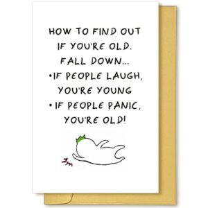funny birthday greeting card, happy birthday card for men women, humorous bday card, how to find out if you’re old