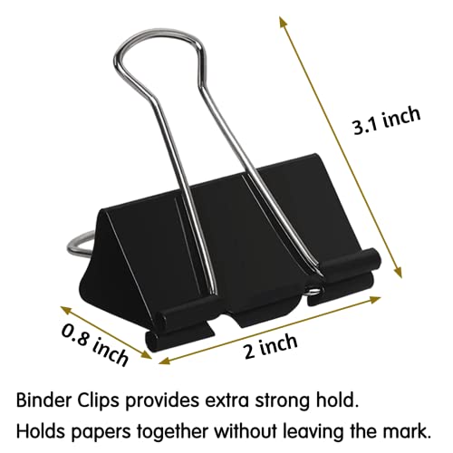 2 Inch Extra Large Binder Clips 48 Pack, Jumbo Paper Clips, Big Paper Clamps, Binder Clips Large Size for Home, School and Office Supplies