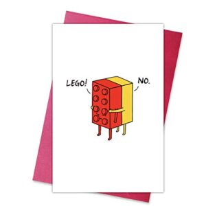 funny birthday card for boyfriend girlfriend, lego love card for her him, humorous anniversary bday card