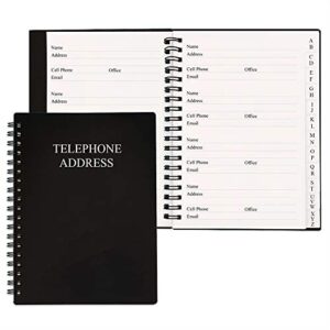 nokingo telephone address & birthday book with tabs, address log book for contacts, with phone numbers, addresses, birthday & password. alphabetical a-z organizer, black, 5×7 inch