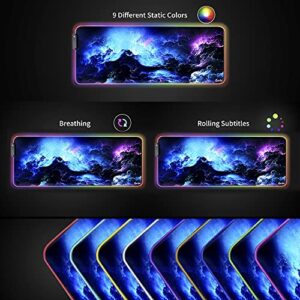 RGB Gaming Mouse Pad, Gerlos Large Extended Soft Led Mouse Pad with 12 Lighting Modes 2 Brightness Levels, Water Resist Keyboard Pad, Computer Keyboard Mousepads Mat 800 x 300mm / 31.5×11.8 inches