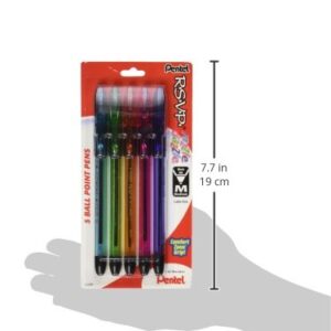 Pentel R.S.V.P. Razzle-Dazzle Ballpoint Pen, Medium Line, Black Ink, 5 Pack (BK91RDBP5M)