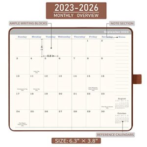 2023-2026 Monthly Pocket Planner/Calendar - 3 Year Pocket Monthly Calendar, Jul 2023 - Jun 2026, 6.3" × 3.8", 36-Month Planner with Pen Hold, Elastic Closure, 2 Bookmarks, Inner Pocket, Thick Paper, Brown