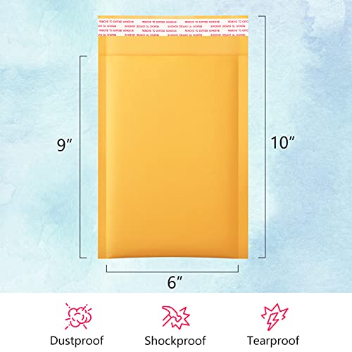 UCGOU Kraft Bubble Mailers 6x10 Inch 50 Pack Yellow Padded Envelopes #0 Small Business Mailing Packages Self Sealing Tear Resistant Boutique Bulk Mail Shipping Bags for Jewelry Makeup Supplies