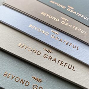 (36 Pack) Run2Print Beyond Grateful Thank You Cards With Envelopes & Gift of 36 Foiled Stickers - Elegant Dusty Blue Emboss Rose Gold Foil Pressed Blank Notes Wedding All Occasion Cards (Dusty Blue)