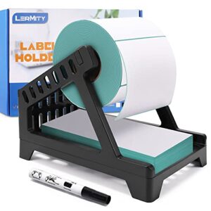 lermity label holder thermal label holder for rolls and fanfold labels direct shipping label stand desktop printer accessory for home, office (black)