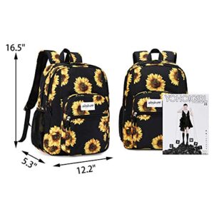 abshoo Classical Basic Womens Sunflower School Backpack For College Teen Girls Water Resistant Bookbag (Sunflower Black)