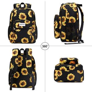 abshoo Classical Basic Womens Sunflower School Backpack For College Teen Girls Water Resistant Bookbag (Sunflower Black)